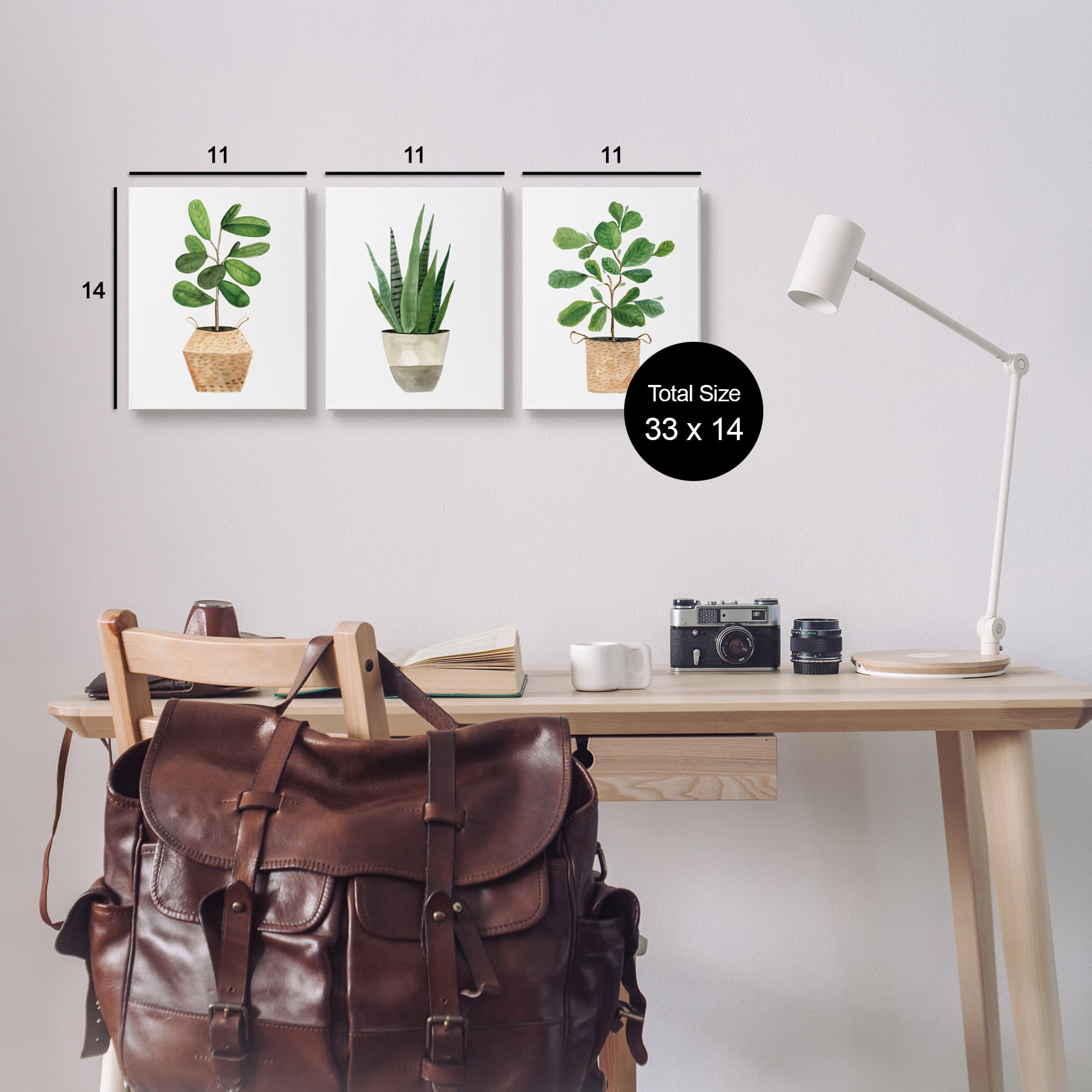 Stupell Minimal Potted Plants Botanicals Botanical & Floral Painting Gallery Wrapped Canvas Print Wall Art, Set of 3