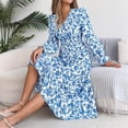 thumbnail image 4 of THDHVS Dresses for Women,Summer Dress,Womens Summer Long Sleeve Crew Neck Long Dresses Fashion Casual Fits Flowy Tiered Boho Beach Vacation Sundress Blue XL, 4 of 6