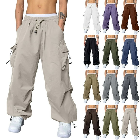 Straight Leg Sweatpants for Men with Back Pockets Men's Cargo Pants Sweatpants Jogger Work Trousers Relaxed Fit Loose Casual Lightweight Slacks with Multi Pockets