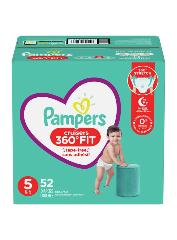 Pampers Cruisers 360 Disposable Diapers Size 5, 52 Count