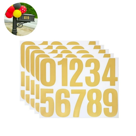 4In Self Adhesive House Numbers,Pack of 10 Gold Self Adhesive Waterproof Letter Stickers for Window,HXRH Classroom Decor Stickers