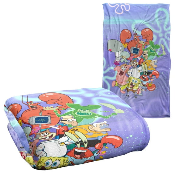 Spongebob Blanket, 36"x58" Spongebob Character Group Silky Touch Super Soft Throw Blanket