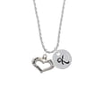 thumbnail image 2 of Delight Jewelry Silvertone Heart with 3 AB Crystals - Believe Faith Prayer Silvertone Script Initial Disc - K - Charm Necklace, 20"+3", 2 of 4