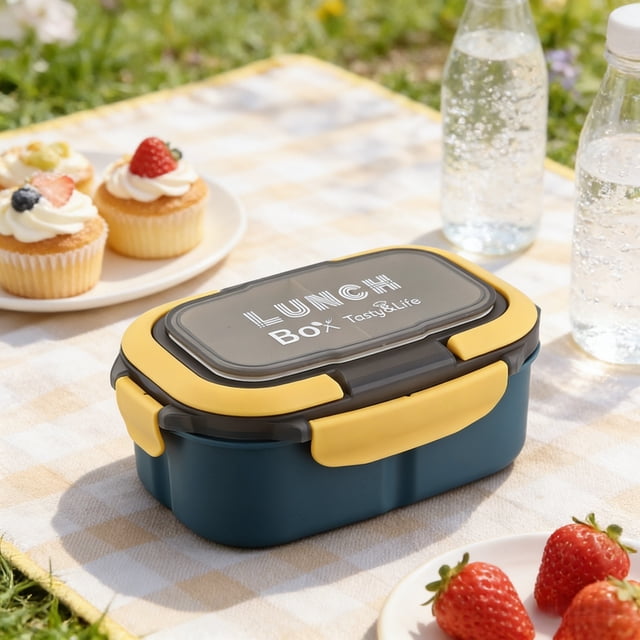 EGNMCR Tools&Home Improvement Student Lunch Box Thickened Plastic Compartment Bento Box Double Layer Microwavable Food Container For Office Workers And Kids Lunch Container