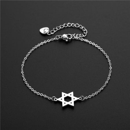 Polished Titanium Steel Six-Pointed Star Bracelet, Unisex Diamond Shape, for Trade Fairs and Special Occasions