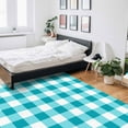 thumbnail image 5 of Area Rugs Indoor Non-Slip Rectangle Rug 4x6 Ft Turquoise Plaid Turquoise Gradient Line Check Geometric Rug Rubber Backing Floor Mats Non Shedding Home Decor Carpet for Entryway Living Room, 5 of 8