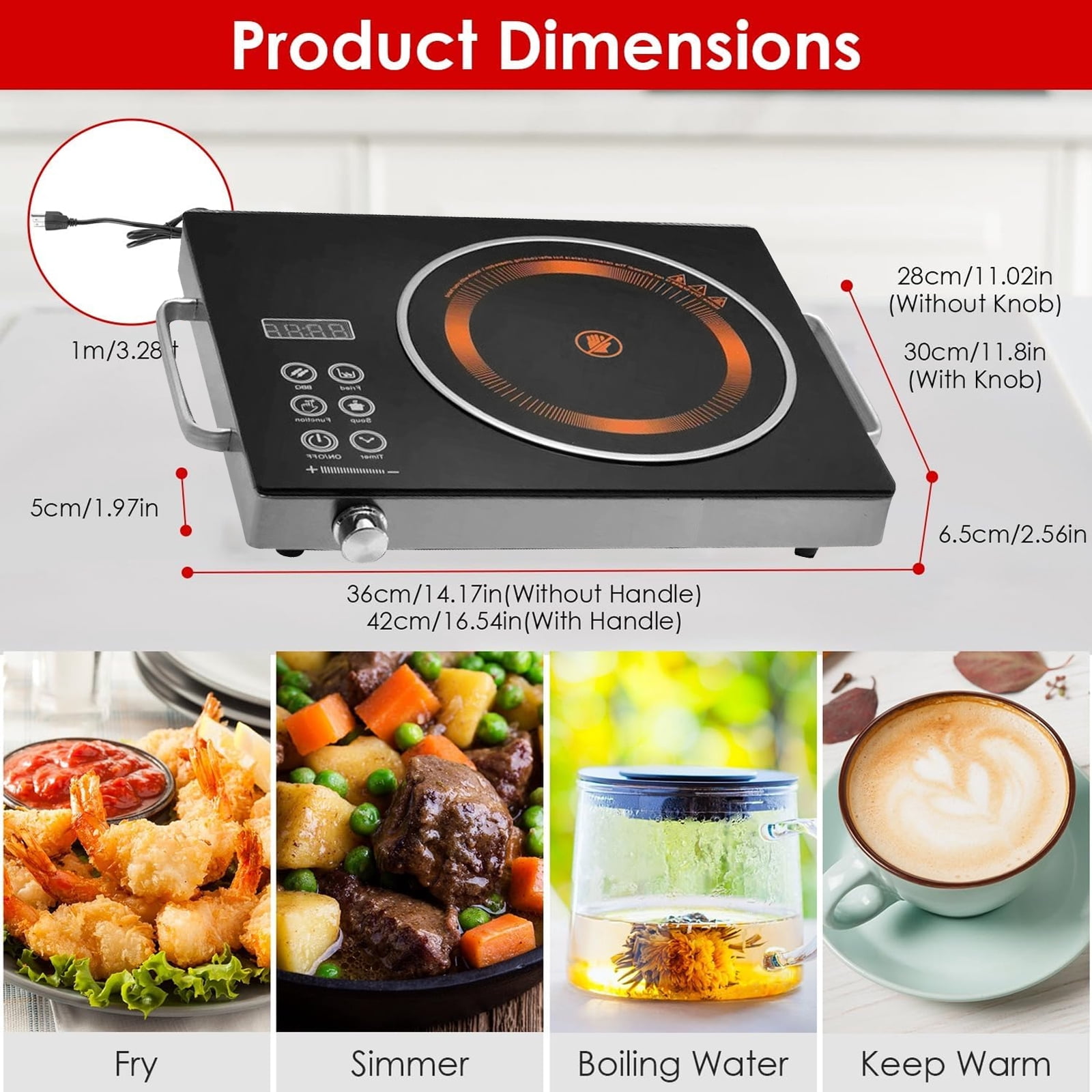 3500W Electric Hot Plate Ceramic Stove Infrared Induction Cooker Home Cooktop Cooking Furnace US 110V