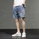 thumbnail image 3 of Pantalones cortos bermudas para hombre con bolsillos, pantalones cortos de mezclilla para hombre, pantalones cargo holgados, tendencia de corte 2024, botones, retro, de lujo, finos, en oferta, 3 of 5