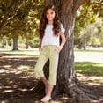 thumbnail image 7 of Girls Linen Striped Capris Summer Drawstring Long Wide Leg Capri Pants with Pocket School Casual Beach Outfits Yellow, 8 Years, 7 of 7