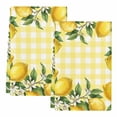 thumbnail image 2 of Yellow Lemon Kitchen Towels Set of 2, Summer Floral Fruit Leaves Botanical Grid Absorbent Dish Towels for Kitchen, Microfiber Hand Towel, Quick Drying Tea Towel for Cleaning Decorative Dishcloths, 2 of 7