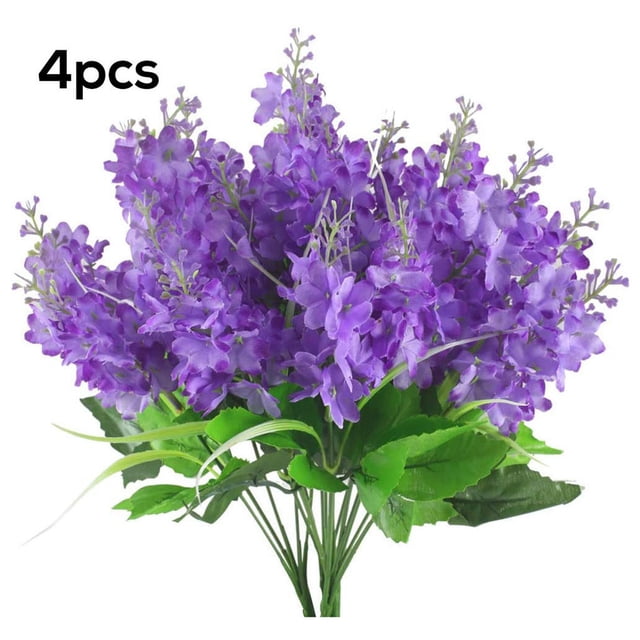 Flores artificiales de simulación, decoración floral, centro de mesa para el hogar, boda, flor falsa, púrpura claro 5 cabezas 4 piezas Speravity HA9057-01B