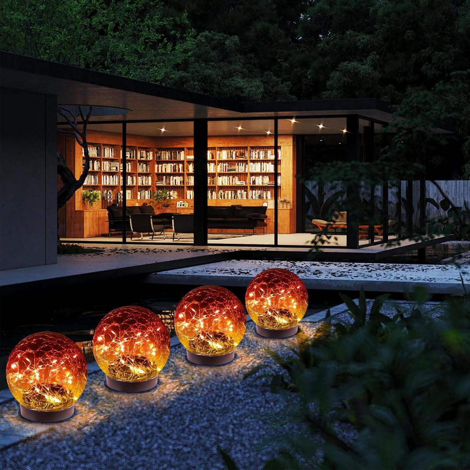 1 Pack Solar Globe Lights Outdoor Waterproof-Solar Balls-Solar Garden Lights-Orbs Cracked Glass Ball for Lawn Patio Yard Backyard Decorations