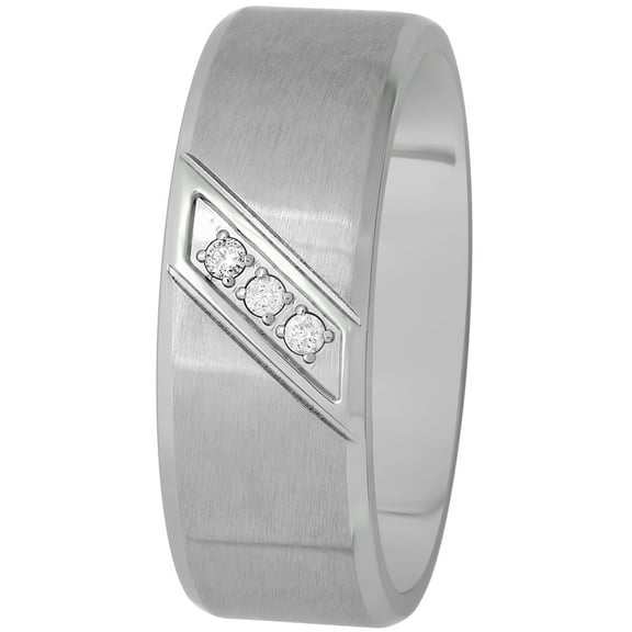 Men's Diamond Accent Stainless Steel Slant Ring, 8mm