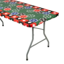 Fun Express 6 Ft. Casino Fitted Rectangle Plastic Tablecloth