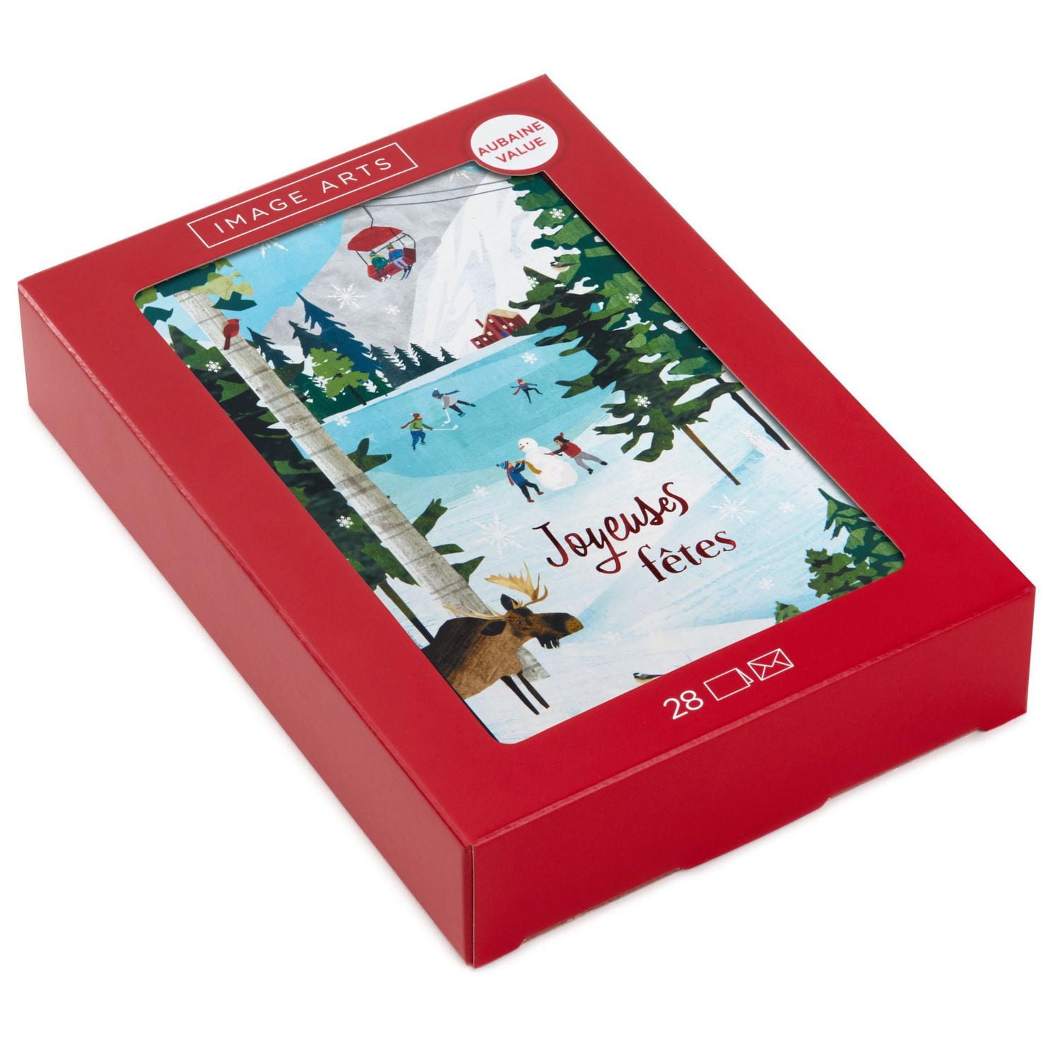 Boîte de cartes de Noël en français, Image Arts, les plaisirs alpins (paquet de 28 cartes et enveloppes)