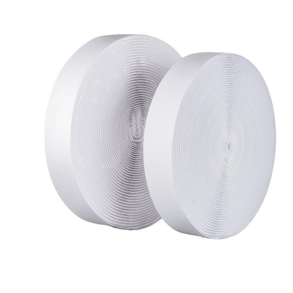 MAE 2 Inch x33 Feet Adhesive Hook and Loop Tape, Nylon Heavy Duty Interlocking Tape, White Self Adhesive Hook and Loop Roll for Screen Window Sofa Cushions Carpet Wall Hanging