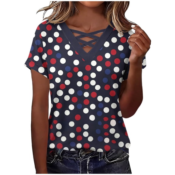 YUGYXL Short Sleeve Shirts for Women Spring Tops for Women V Neck Criss Cross Tees Womens Summer Tops Black Top XXL
