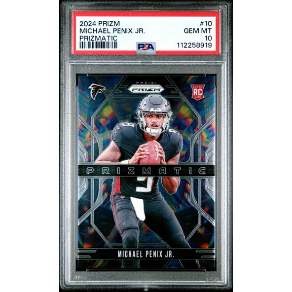 Graded 2024 Panini Prizm Michael Penix Jr #10 Prizmatic Rookie RC Football Card PSA 10 Gem Mint