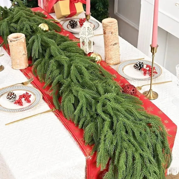 Ramas de Pino Navidad Artificial | Guirnalda Rústica de 300cm| Decoración para El Hogar, Altar, Pared, Puerta