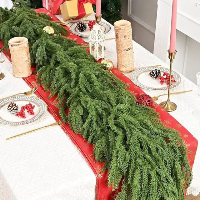 YYV Simulation Rattan Christmas Decoration Pines Needle Wreath Soft Gel Handle Christmas Rattan Simulation Greenerys Home Decoration Green