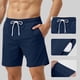 thumbnail image 1 of Ceisia Men's Shorts Athletics Elastic Waist Solid With Large Pockets For Camping Hiking & Dark Blue XXL Gift, 1 of 5