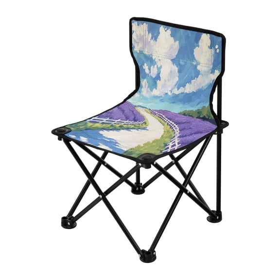 Outdoor Folding Chair 14.46x14.46x22.83 Inches, Camping Folding Chair Easy to Carry Ideal for Outdoor Picnics Camping Park Fishing Beautiful Purple Road