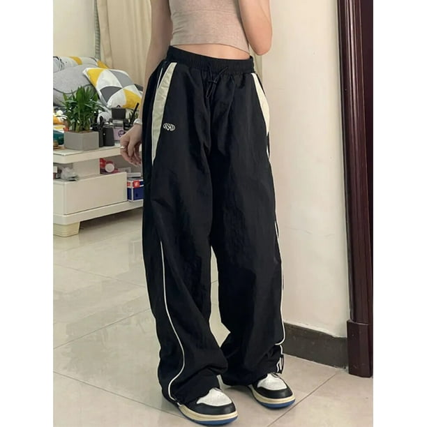 Y2K Women Vintage Chic Casual Korean Harajuku Baggy Parachute Track Pants  Oversized Sweatpants Wide Leg Joggers Trousers Clothes 