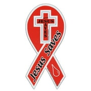 Magnetic Bumper Sticker - Jesus Saves - Ribbon Shaped Religious Magnet - 4" x 8"