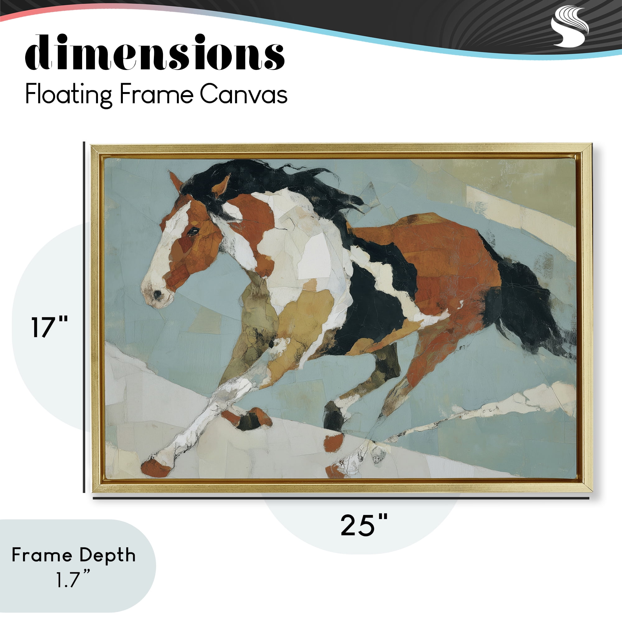 Stupell Industries Paint Horse in Motion Gold Framed Floater Canvas Wall Art, design by Chromatic Storm Studio