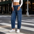 thumbnail image 6 of Hvogkswy Straight Leg Jeans for Women Fashion Drawstring Low Rise Jeans Comfy Stretchy Washed Denim Pants with Pockets, 6 of 7