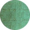 thumbnail image 1 of Ahgly Company Machine Washable Indoor Round Oriental Turquoise Blue Industrial Area Rugs, 8' Round, 1 of 4