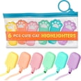 thumbnail image 1 of 6-Pack Cute Cat Highlighters with Paw Sleeves - Mini Fluorescent Markers in Soft Pastel Colors, Perfect for Creative Projects, Journaling & Office Tasks, Compact Size Brightens Any Work, 1 of 9