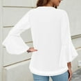 thumbnail image 4 of Summer Akafmk Summer 3/4 Sleeve Shirts for Womens Chiffon Ruffle Bell Sleeve Dressy Top,Solid Sparkling Bronzing Blouses Elegant Holiday Party Gathering Casual Loose Mesh Layered Flowy Tunic, 4 of 5
