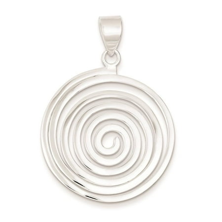 925 Sterling Silver Fancy Round Polished Charm Pendant 46mm x 32mm