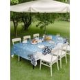 thumbnail image 3 of Outdoor Tablecloth with Umbrella Hole and Zipper, Sky Blue Christmas Rectangle Table Cloth 60x120 Inch Waterproof Tablecloth, Winter Snowman Pine Tree Snowflakes Picnic Table Cover for Patio Camping, 3 of 7