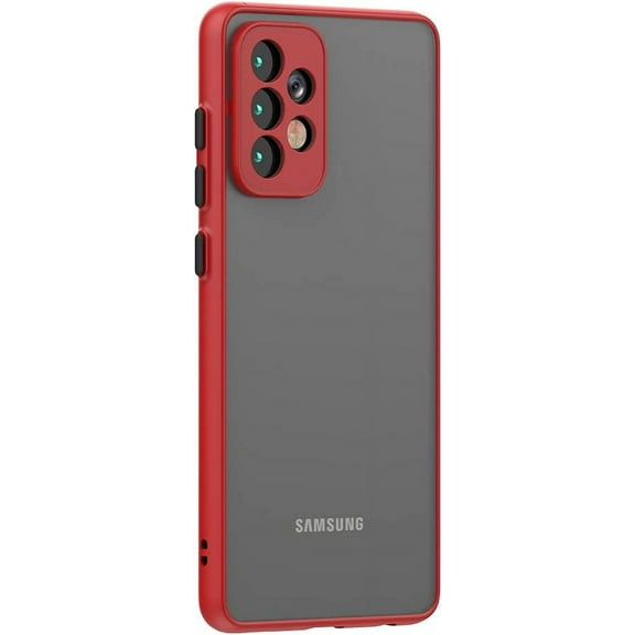 Case for Samsung Galaxy A52 5G 4G/A52S 5G Thin Shockproof Phone Case PC Back TPU Bumper [Protect from Fingerprint/Shock/Scratch/Slip] Translucent Matte Phone Cover for Samsung A52 5G 4G/A52S 5G-Red