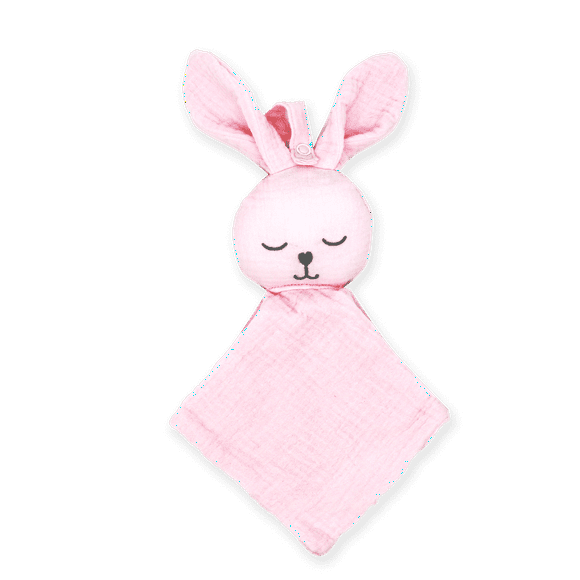 Pink Bunny Muslin Security Pacifier Holder