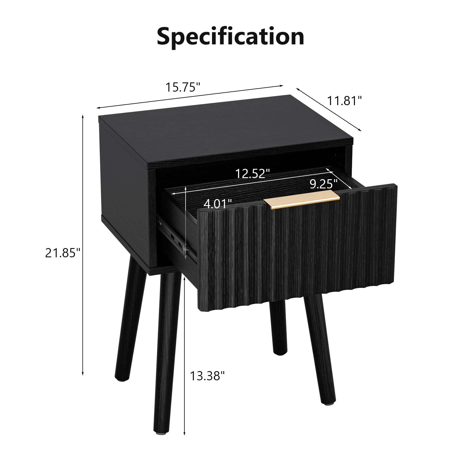 Ktaxon Set of 2 Solid Wood Nightstand,  End Table, Side Side End Table for Bedroom Furniture, Black