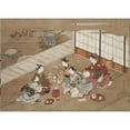 thumbnail image 3 of Hasegawa Yasumasa 24x18 Black Modern Framed Museum Art Print Titled - Playing the ‘Hand Game’ (C. 1760), 3 of 5