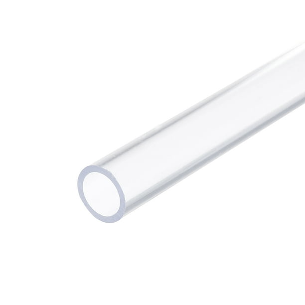 Tubo Rígido de PVC Transparente Uxcell 15mm(5/8") ID 20mm(3/4") OD 12" Alta Resistencia para Tubería de Agua, Acuario, Tanque de Peces, Transparente