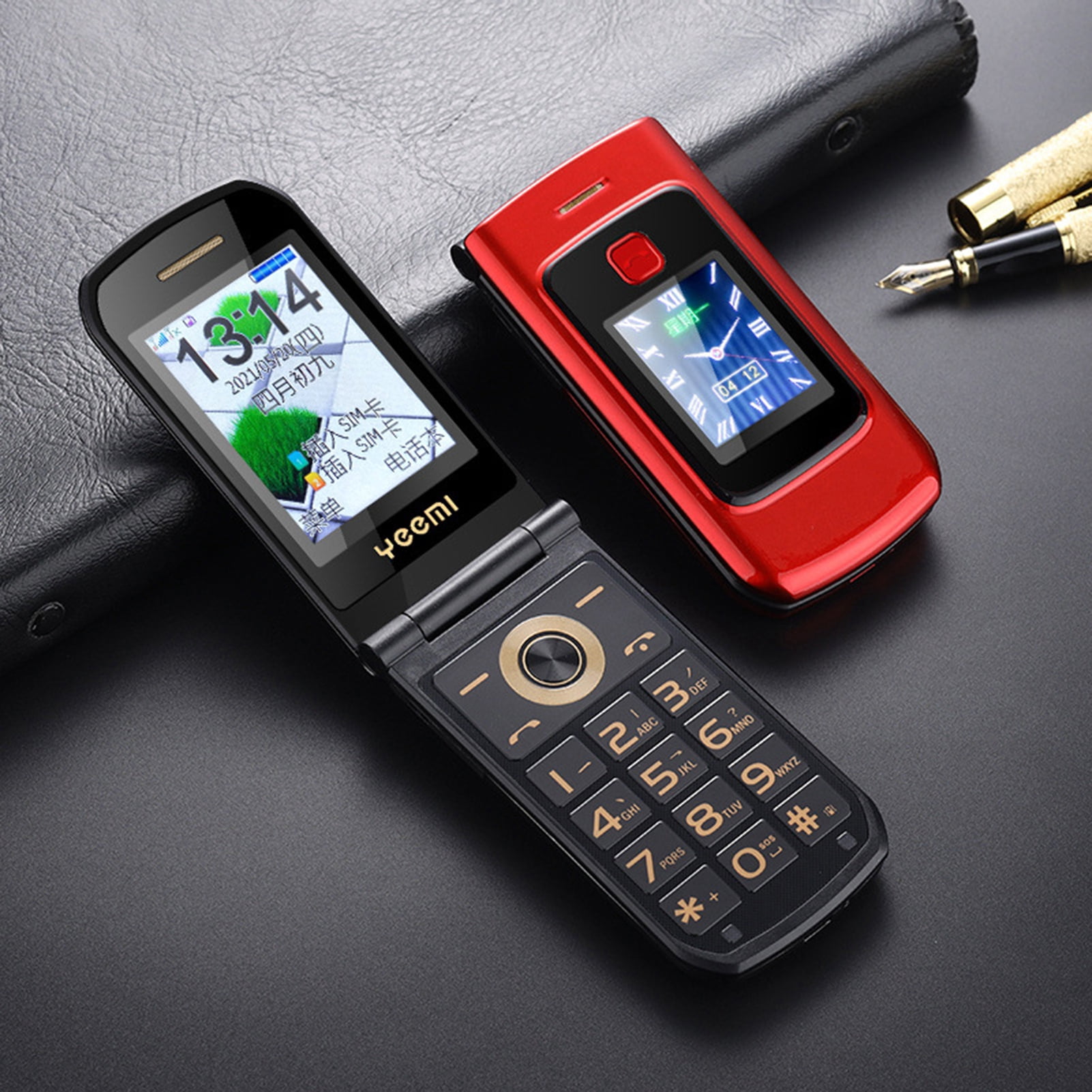 Xinyolin 1 Set K21 Mobile Phone Flip Celular Dual-SIM Dual Large Screen Super Loud Sound Long Standby Time Voice Broadcasting Elderly Mobile Phone Flip Phone