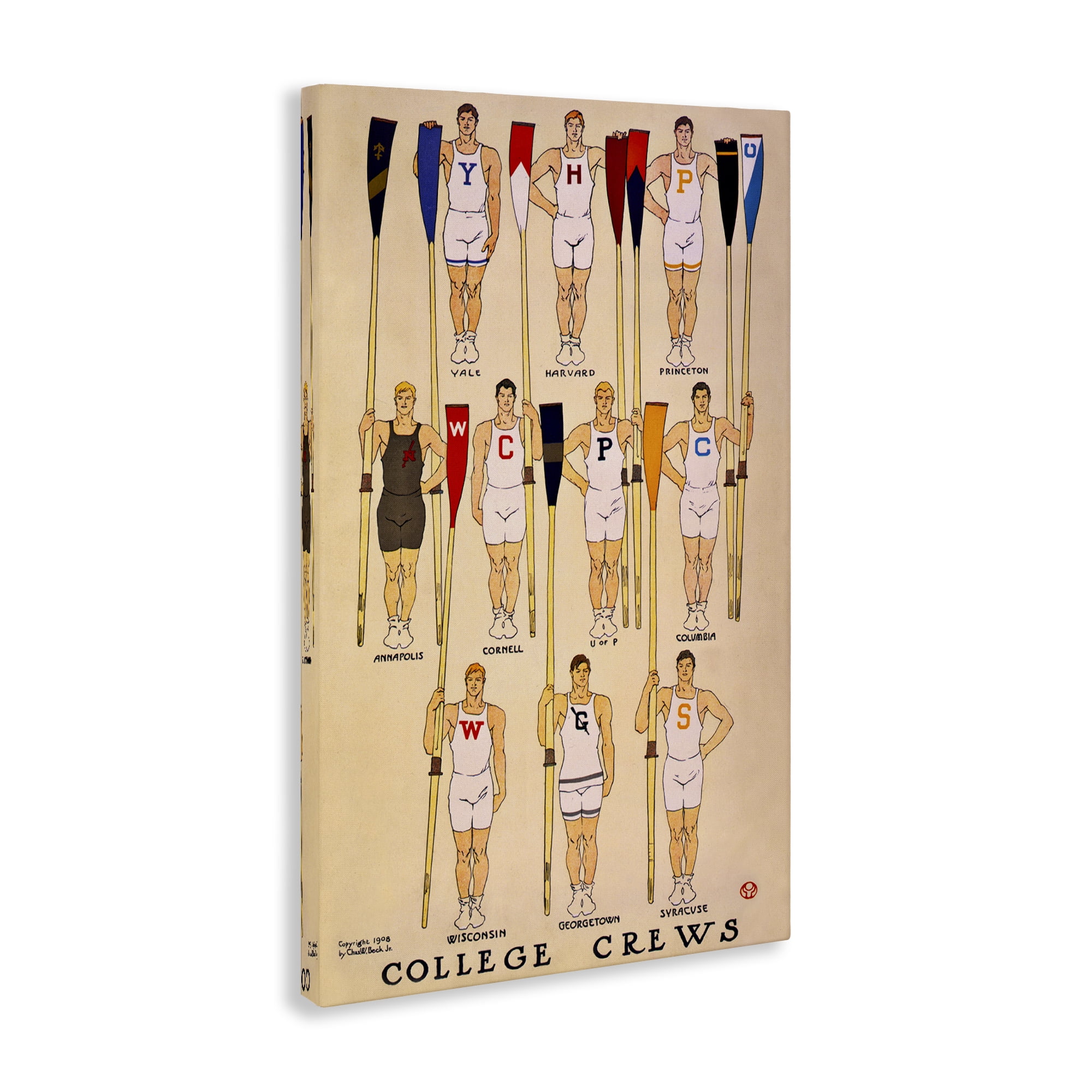 Stupell Industries Vintage College Crews Sports Painting Wrapped Canvas Art Print Wall Art, 16 x 24