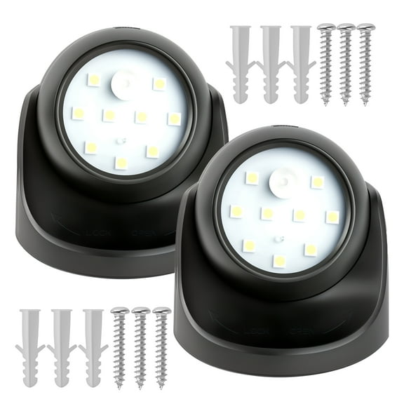 2 Pcs Battery Motion Sensor Light Outdoor Waterproof Wireless LED Battery Powered Wall Light Auto On/Off Night Light Cool White