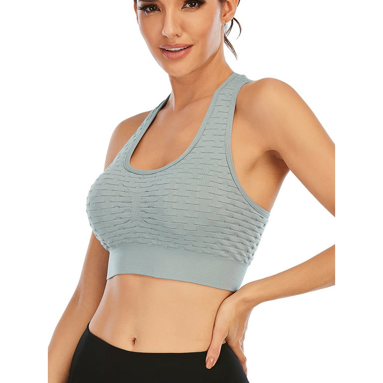 FUTATA Womens Sports Bras High Support Padded Push Up Workout Gym Bras  Seamless Racerback Yoga Bra Crop Tops For Running Fitness 