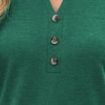 thumbnail image 4 of 3/4 Length Sleeve Womens Tops Summer V Neck Button 3/4 Sleeve Shirts Womens Casual Solid Cotton Like Loose Fits Lightweight Comfy Short Sleeve T Shirt, 4 of 5