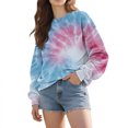 thumbnail image 5 of Bovemsi Womens Sweatshirts Women's Tie Dye Patterned Sweatshirt Round Neck Oversized Novel Interesting Fall Fashion Outfits 2025 Clothes, 5 of 9
