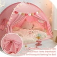thumbnail image 2 of Full Size Bed Canopy for Kids, Girls Bed Tent Dream Privacy Playhouse Floor Sleeping Tents Indoor, Toddler Under Bunk Bed Pink Tent with Pennant Banners, Kid House Toys for Birthday Gift, 2 of 4