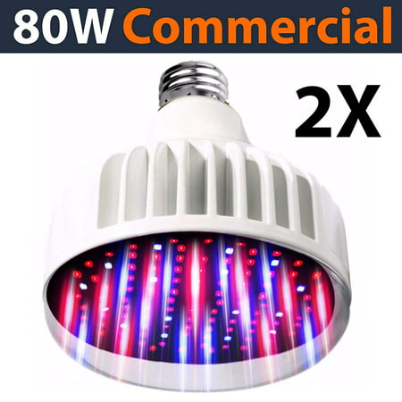 Lighting Labs Pro Grow Series - LED Grow Bulb - 2 PK, 80 Watt Output from two 40 Watt bulbs, Full Spectrum, Red and Blue tuned for maximum flowering, hydroponic indoor, E27, 120-277V, Clear