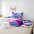 thumbnail image 4 of Rainbow Geometric Comforter Set Twin,Colorful Abstract Striped Bedding Set,Diamond Geometry Bed In A Bag (Comforter+Fitted+Flat Sheet+2 Pillowcases+2 Throw Pillow Covers) 7 Pieces Bed Set, 4 of 5