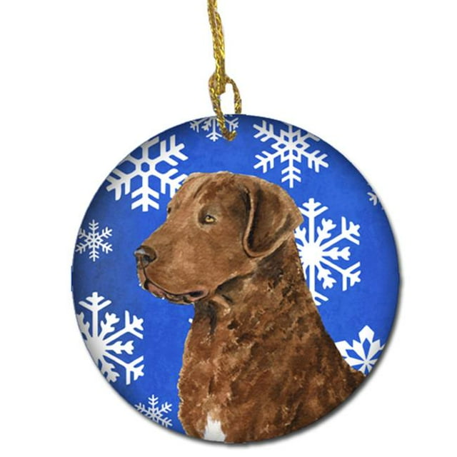 Chesapeake Bay Retriever Winter Snowflakes Holiday Christmas Ceramic Ornament